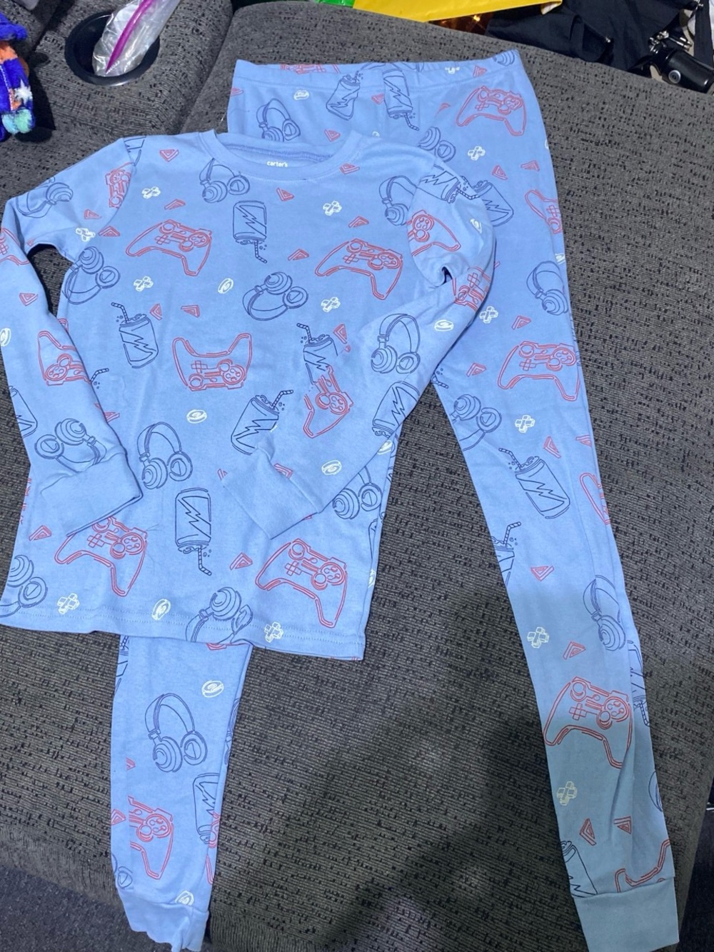 Carter's Light Blue Gaming Controller Print Pajama Set